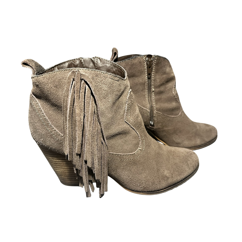 Steve Madden Boots Womens Size 10‎ Taupe Suede Ohio Fringe Western Ankle Booties